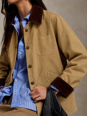 Polo Ralph Lauren Chore Barn Jacket Corduroy Collar Tan M NWT